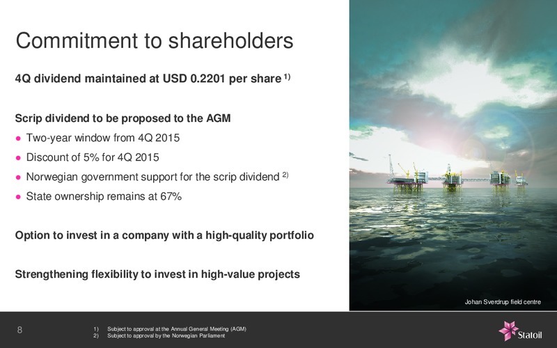 January 2016 Investor Presentation – Statoil – slide 8