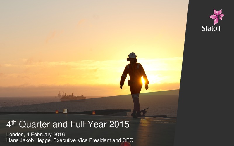 January 2016 Investor Presentation – Statoil – slide 12