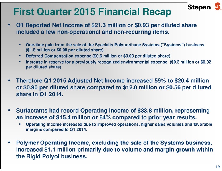 GHS 100 ENERGY CONFERENCE – Stepan Company – slide 19