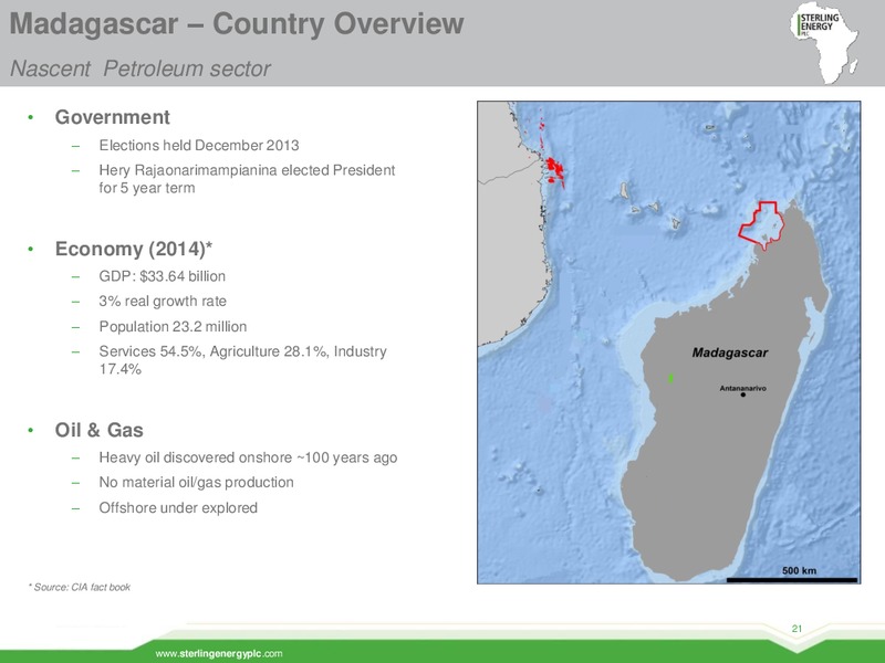 February 2016 Corporate Presentation – Sterling Energy – slide 20