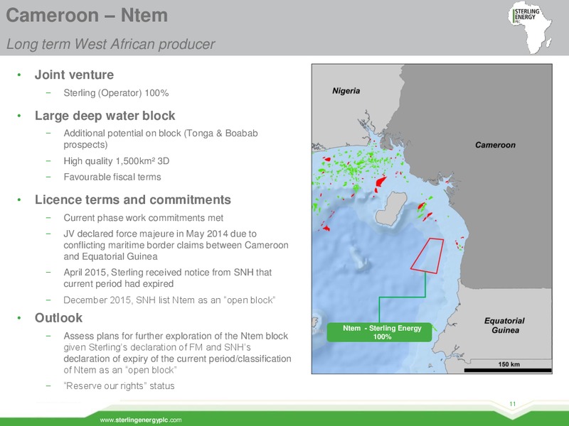 May 2016 Corporate Presentation – Sterling Energy – slide 10