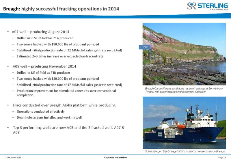 Corporate update to Bondholders – Sterling Resources Ltd. – slide 16