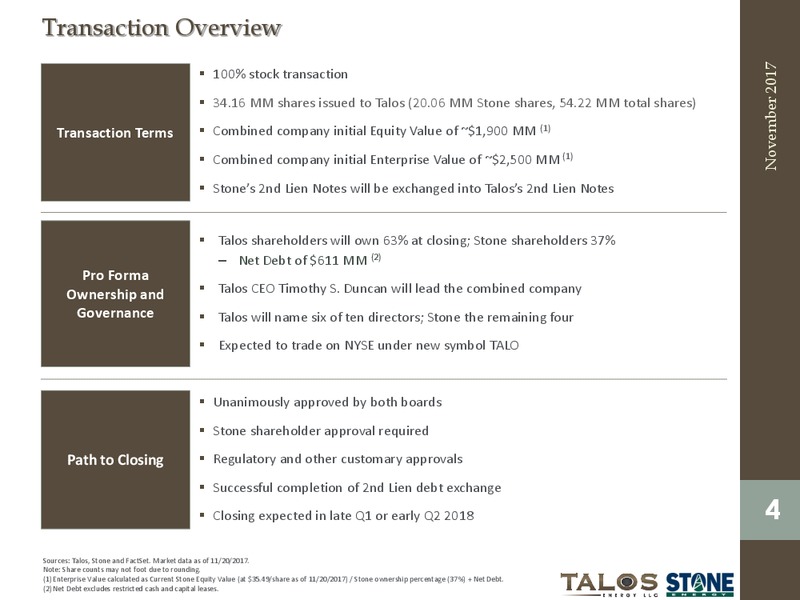 Combination of Talos Energy and Stone Energy – Stone Energy Corp. – slide 2