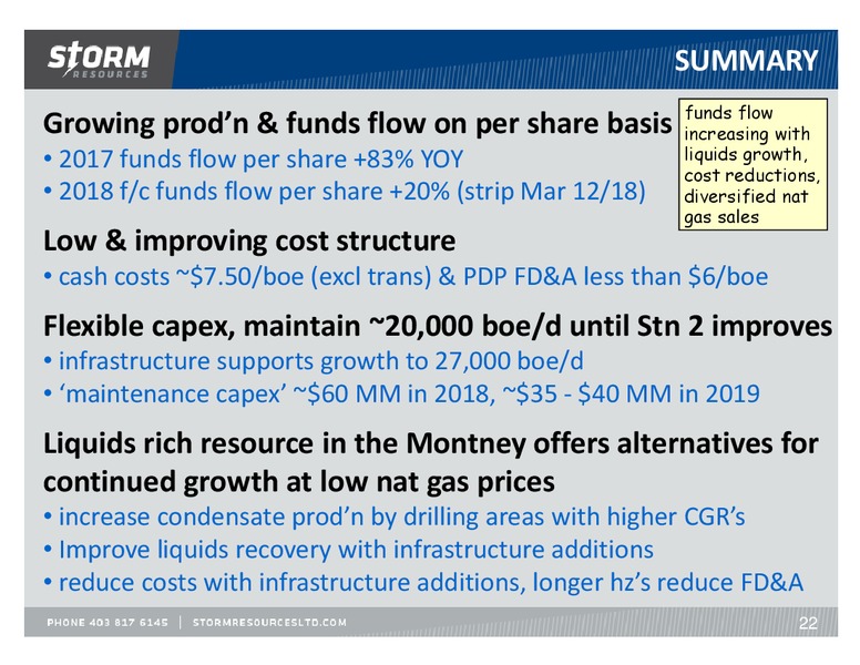March 2018 Update – Storm Resources Ltd. – slide 22