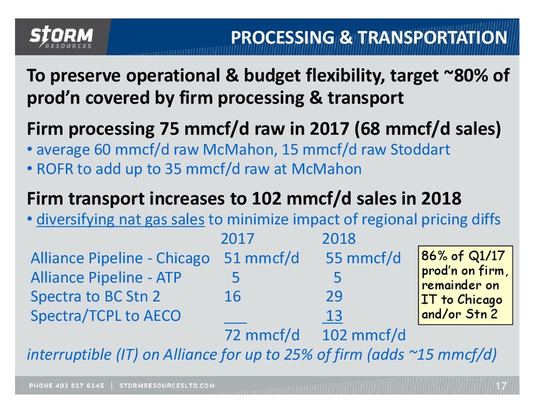 June 2017 Investor Presentation – Storm Resources Ltd. – slide 17