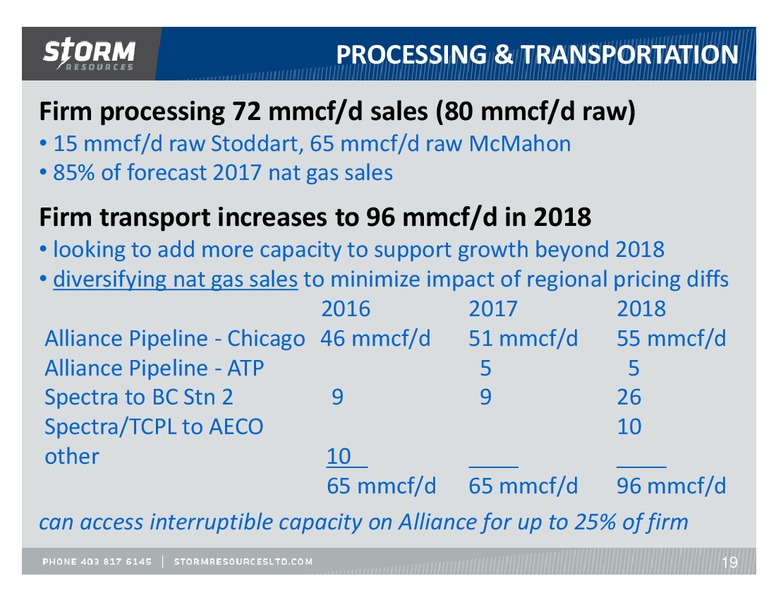 October 2016 Update – Storm Resources Ltd. – slide 19