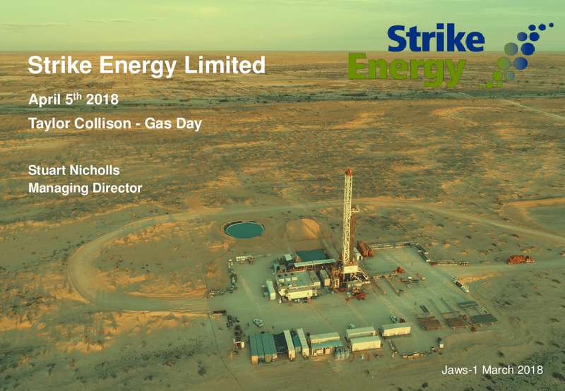Taylor Collison Gas Day – Strike Energy Ltd – slide 1