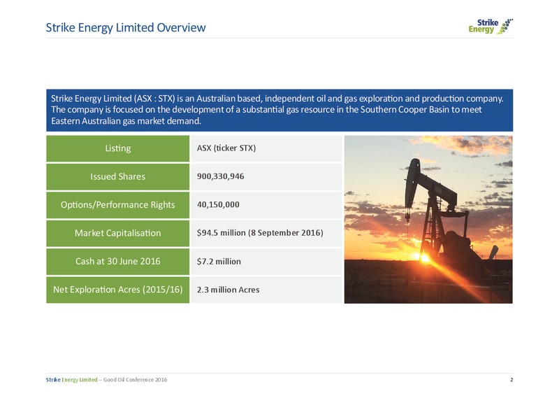 Good Oil Conference – Strike Energy Ltd – slide 2