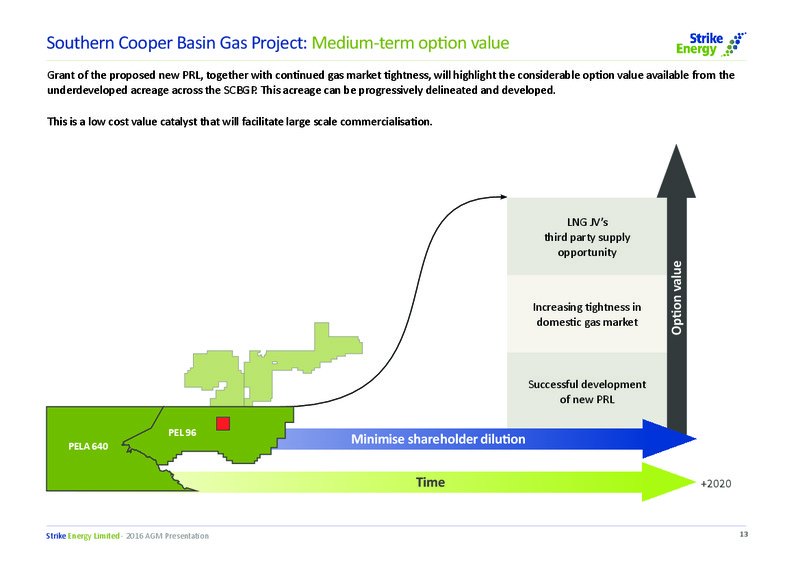 November 2016 AGM Presentation – Strike Energy Ltd – slide 13