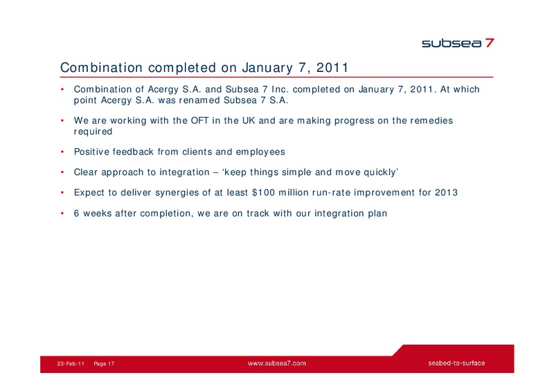 Q4 2010 EARNINGS CALL – Subsea 7 Sa – slide 16
