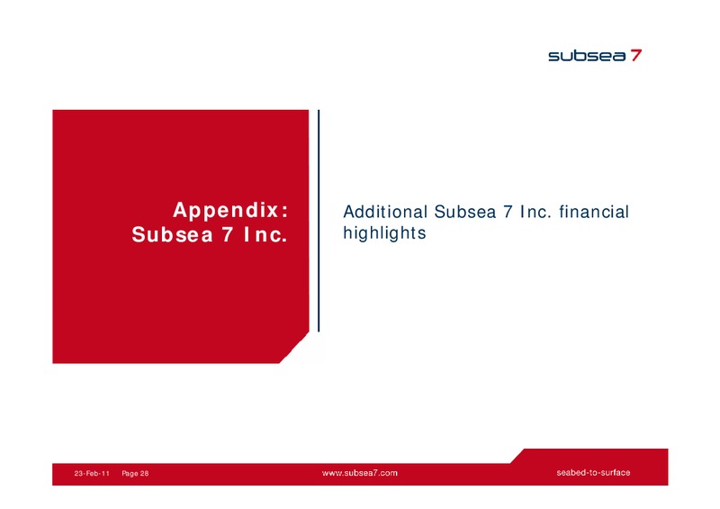 Q4 2010 EARNINGS CALL – Subsea 7 Sa – slide 27