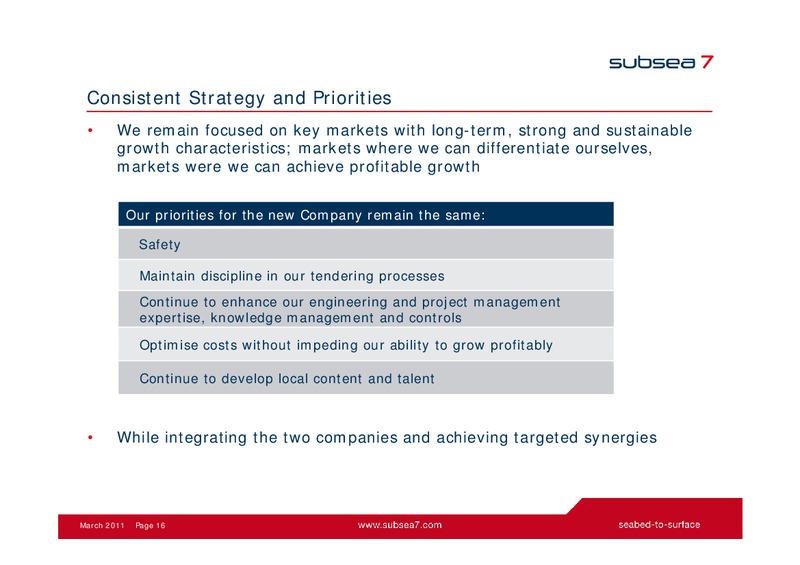 MARCH 2011 INVESTOR PRESENTATION – Subsea 7 Sa – slide 15