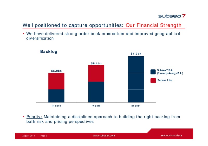 PARETO OIL AND OFFSHORE CONFERENCE – Subsea 7 Sa – slide 8