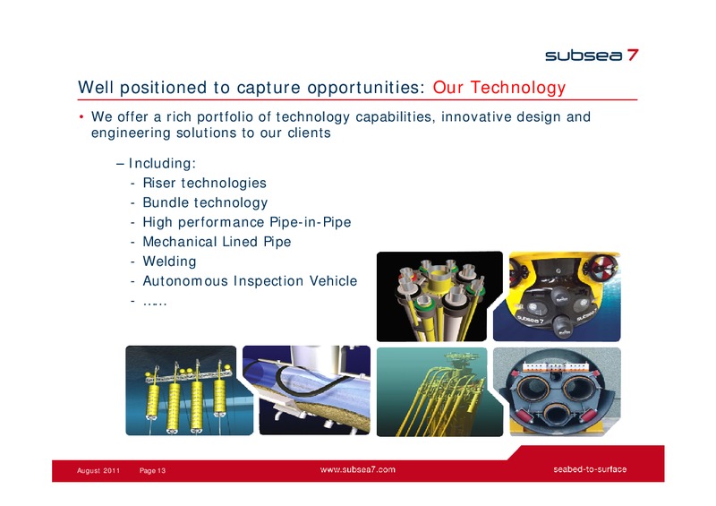 PARETO OIL AND OFFSHORE CONFERENCE – Subsea 7 Sa – slide 12