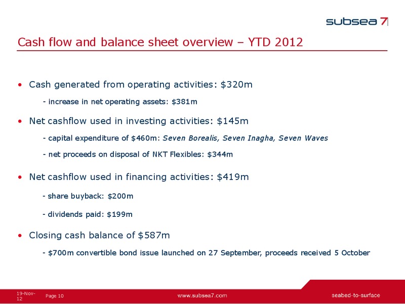 Q3 2012 EARNINGS CALL – Subsea 7 Sa – slide 9