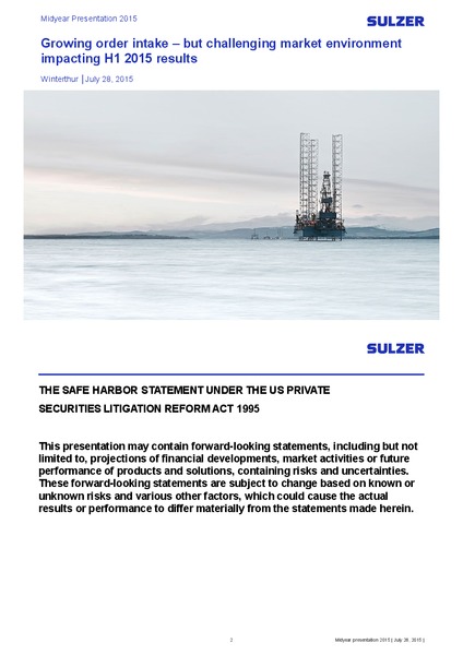 Investor Presentation – Sulzer – slide 1