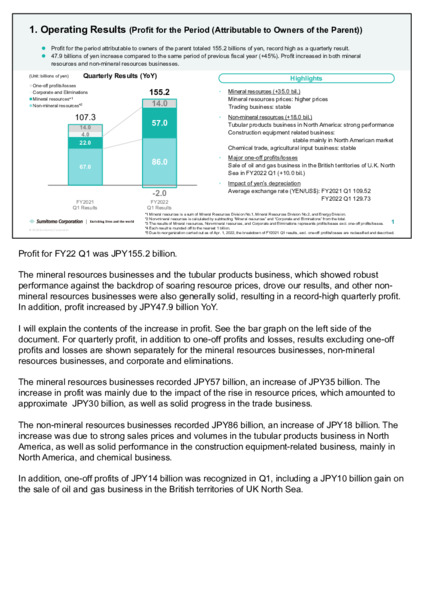 Quarterly Results for FY2022 – Sumitomo Corp – slide 2