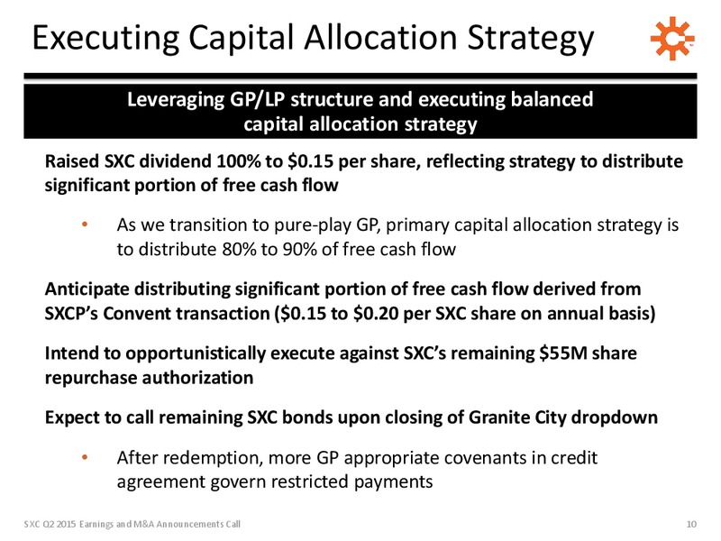 Q2 2015 Earnings Call – Suncoke Energy Inc. – slide 10