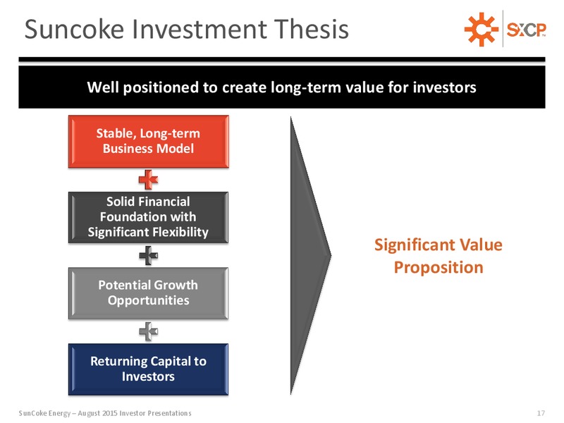 August 2015 Investor Presentation – Suncoke Energy Inc. – slide 17