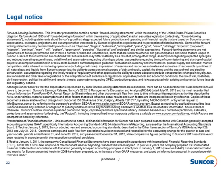 BARCLAYS CEO ENERGY CONFERENCE – Suncor Energy Inc. – slide 22