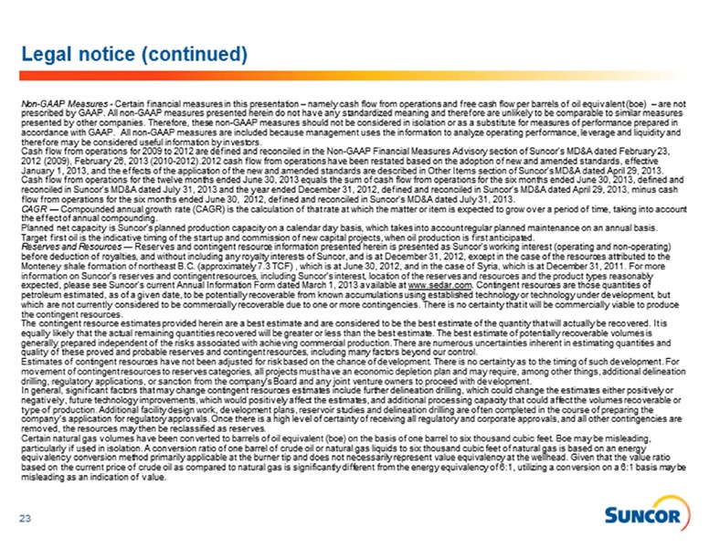 BARCLAYS CEO ENERGY CONFERENCE – Suncor Energy Inc. – slide 23