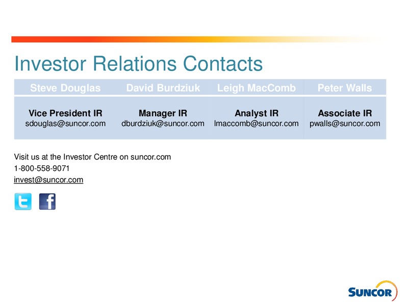 October 2016 Investor Presentation – Suncor Energy Inc. – slide 29