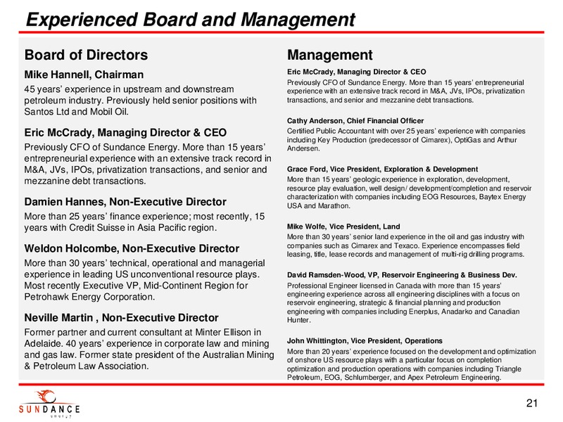 OCTOBER 2014 CORPORATE PRESENTATION – Sundance Energy Australia Limited – slide 19