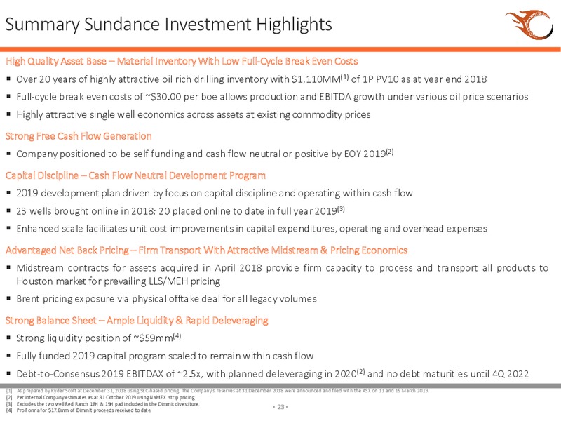 3Q 2019 Earnings Presentation – Sundance Energy Australia Ltd – slide 19