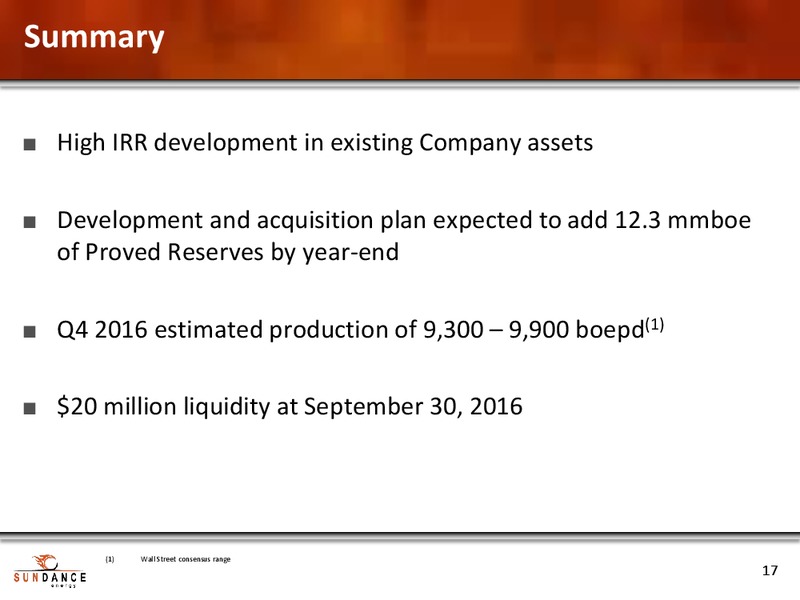 December 2016 Presentation – Sundance Energy Australia Ltd – slide 16
