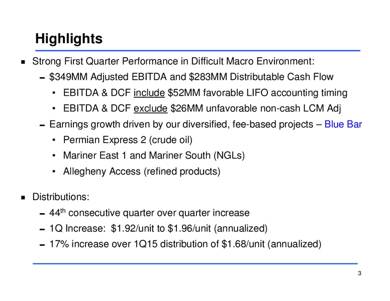 Q1 2016 Earnings Conference Call – Sunoco Logistics Partners L.P. – slide 2