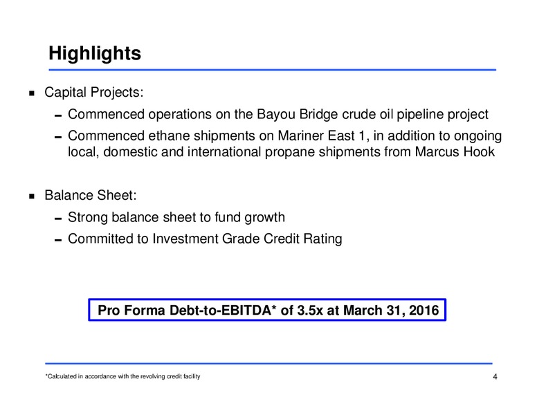 Q1 2016 Earnings Conference Call – Sunoco Logistics Partners L.P. – slide 3