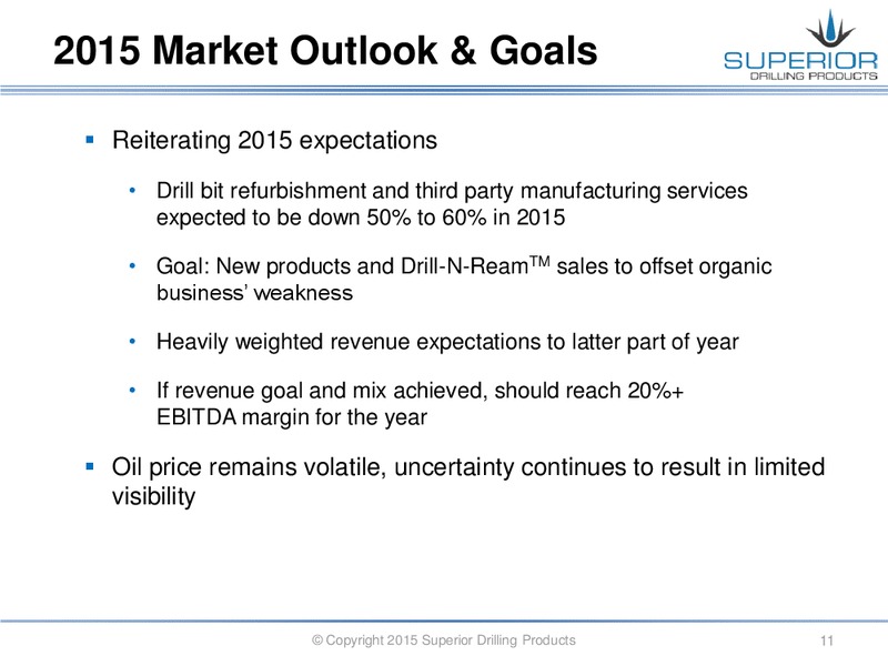 Q1 2015 CONFERENCE CALL – Superior Drilling Products – slide 10