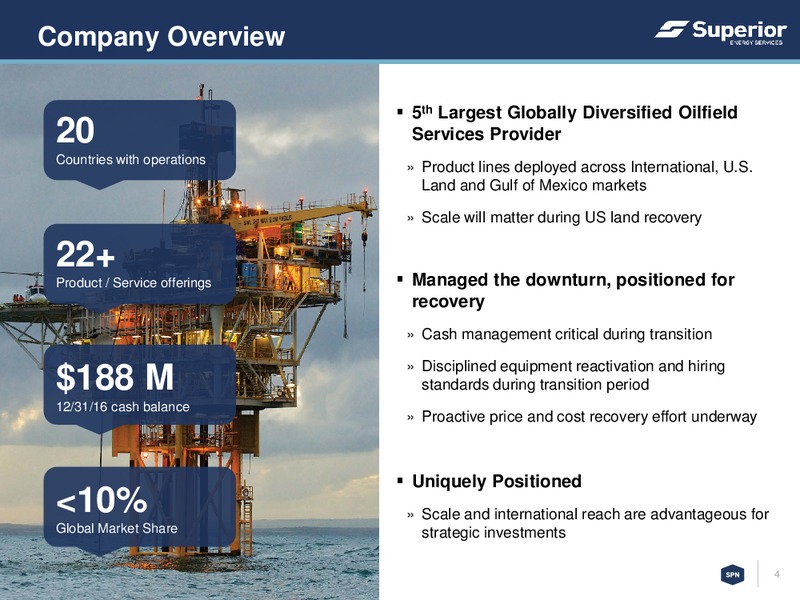 April 2017 Corporate Presentation – Superior Energy Services, Inc. – slide 3