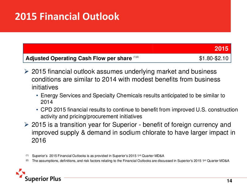 JUNE 2015 INVESTOR PRESENTATION – Superior Plus – slide 14