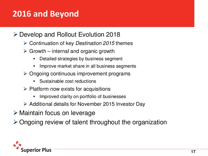 JUNE 2015 INVESTOR PRESENTATION – Superior Plus – slide 17