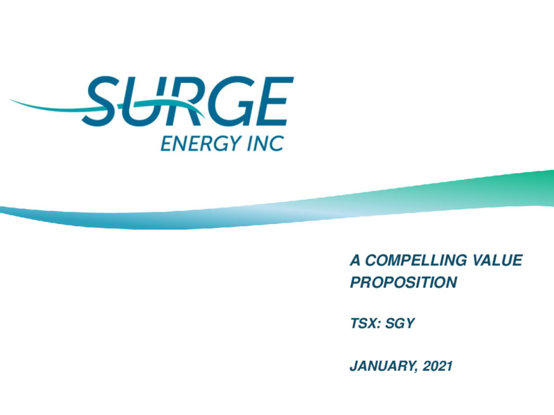 January 2021 Corporate Presentation – Surge Energy Inc – slide 1