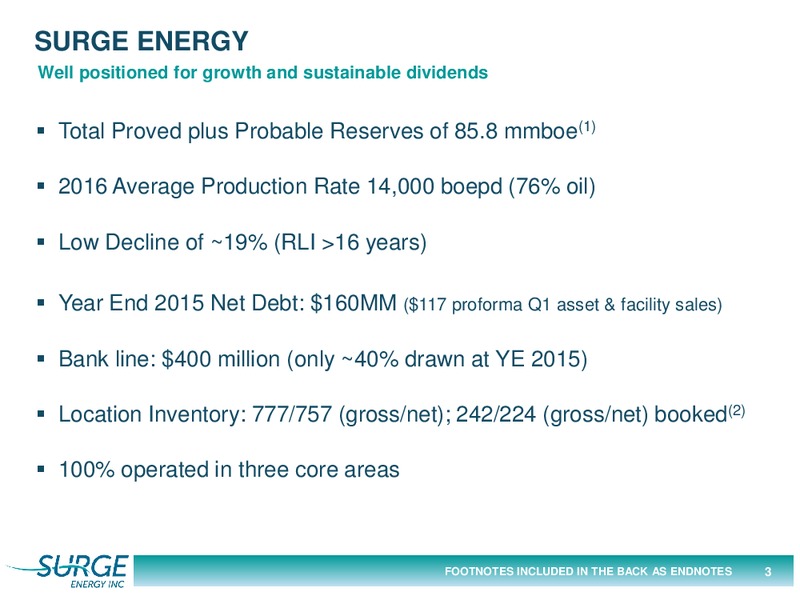 March 2016 Investor Presentation – Surge Energy Inc – slide 3