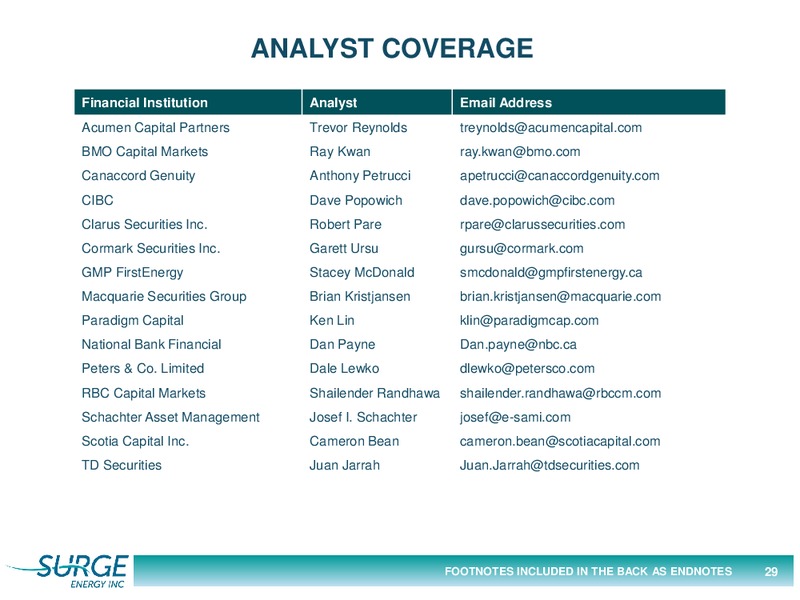 July 2017 Investor Presentation – Surge Energy Inc – slide 29