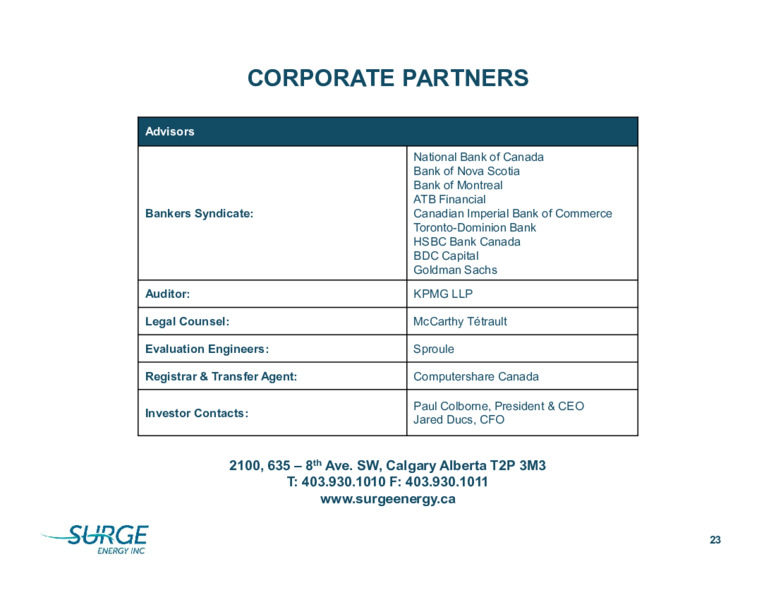 August 2020 Corporate Presentation – Surge Energy Inc – slide 23