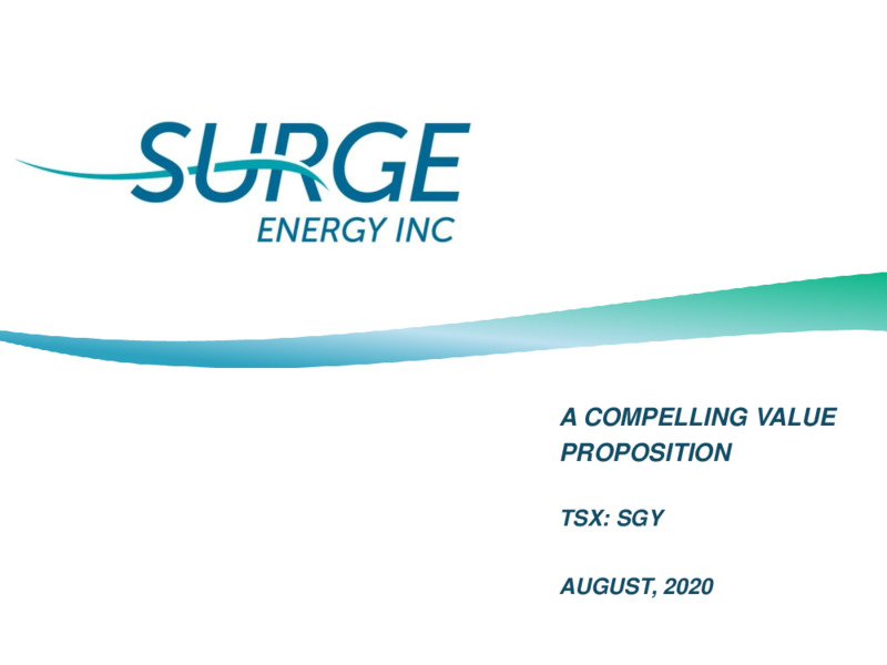 August 2020 Investor Presentation – Surge Energy Inc – slide 1