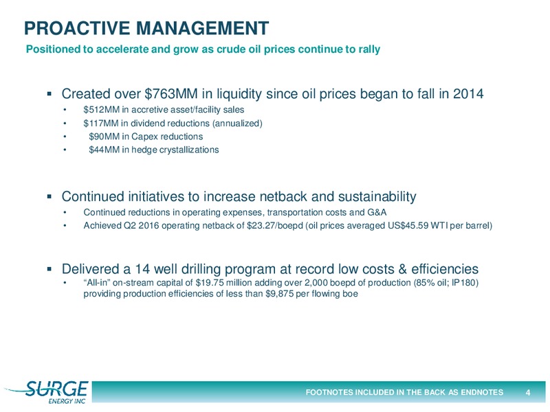 August 2016 Corporate Update – Surge Energy Inc – slide 4