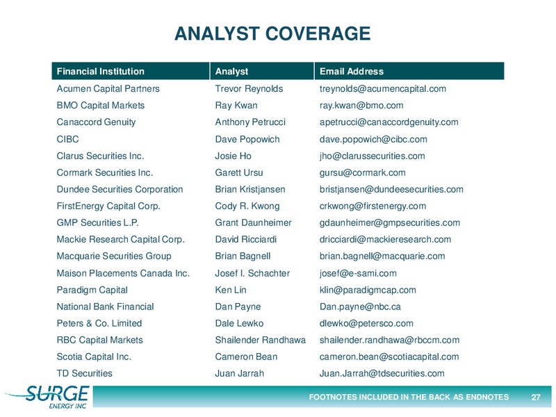 August 2016 Corporate Update – Surge Energy Inc – slide 27