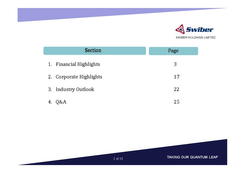 NOVEMBER 2013 CORPORATE PRESENTATION – Swiber Holdings Limited – slide 2