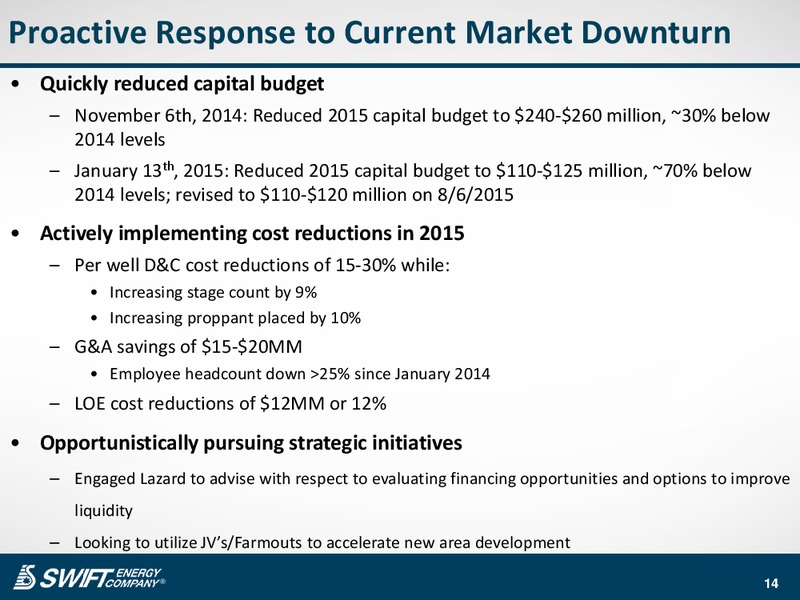Q2 2015 Earnings Call – Swift Energy Co. – slide 13