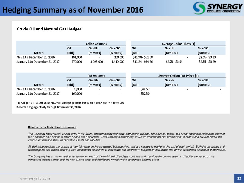 December 2016 Investor Presentation – SRC Energy Inc – slide 12