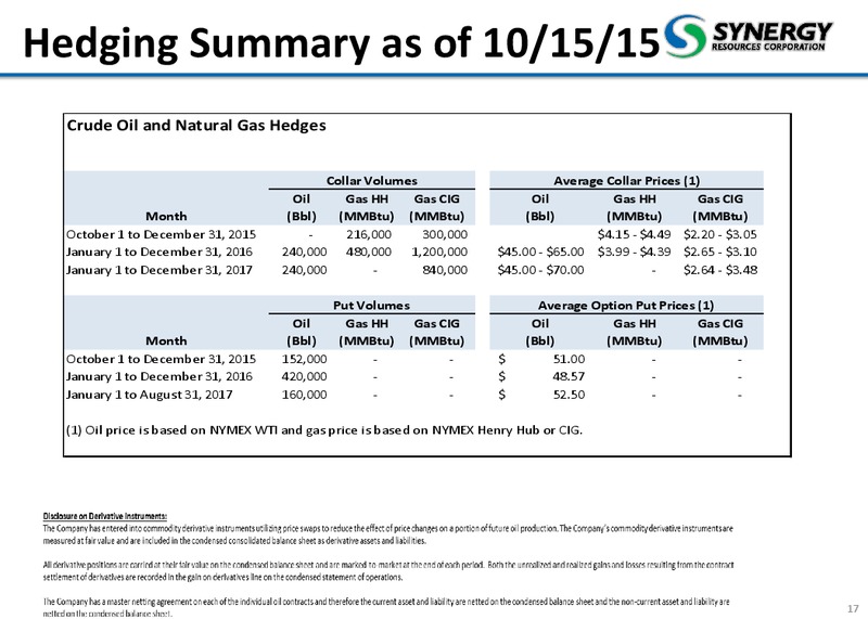 October 2015 Corporate Presentation – SRC Energy Inc – slide 14