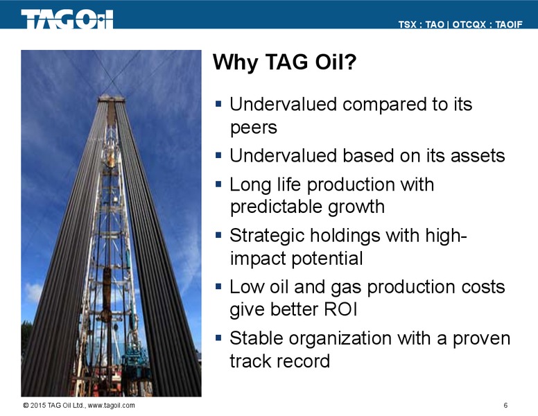 JUNE 2015 INVESTOR PRESENTATION – TAG Oil Ltd. – slide 5