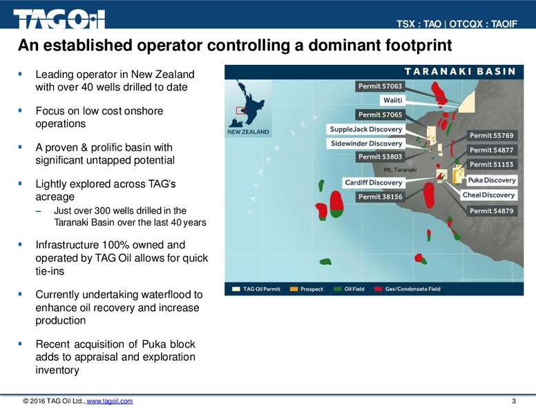 September 2016 Corporate Presentation – TAG Oil Ltd. – slide 2
