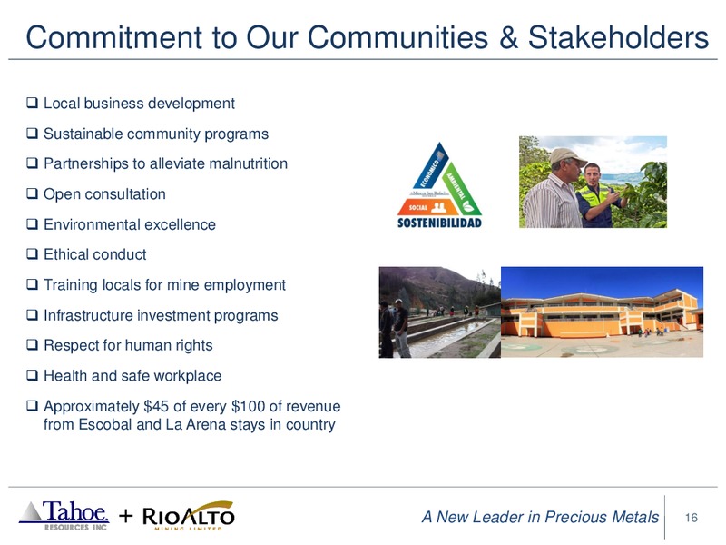 Business Combination of Tahoe and Rio Alto – Tahoe Exploration Inc – slide 13