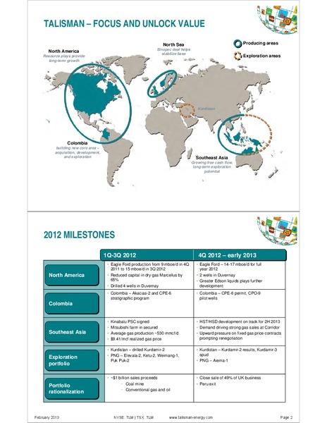 Q4 2012 EARNINGS CALL – Talisman Energy Inc. – slide 4